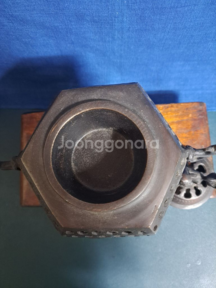 일본 동 브론즈 고급 투곽 향로--4