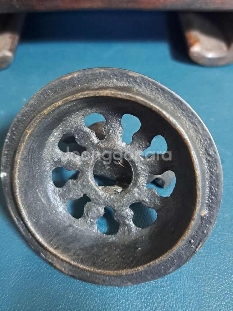 일본 동 브론즈 고급 투곽 향로--7