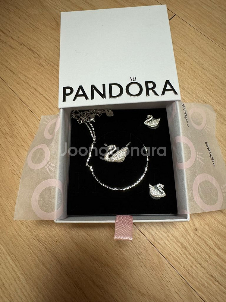 스와로브스키 스완(백조) 귀걸이+목걸이 세트--0