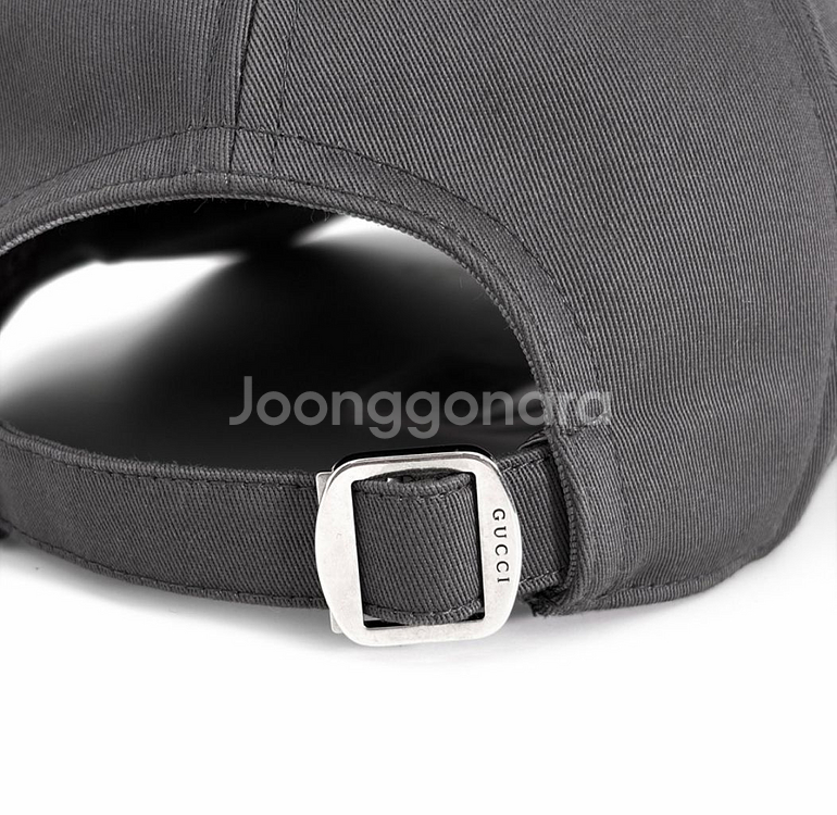 XXL 구찌 25ss 로고 코튼 자수 모자 볼캡 그레이--5