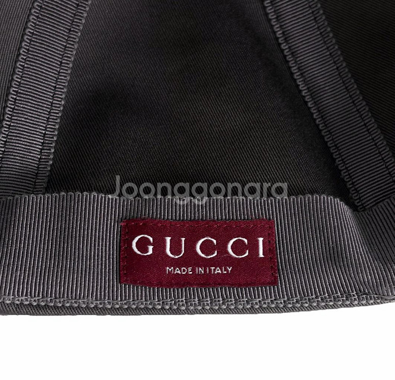 XXL 구찌 25ss 로고 코튼 자수 모자 볼캡 그레이--6