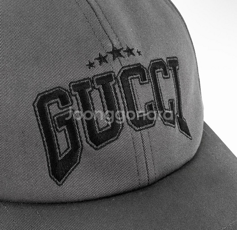 XXL 구찌 25ss 로고 코튼 자수 모자 볼캡 그레이--4