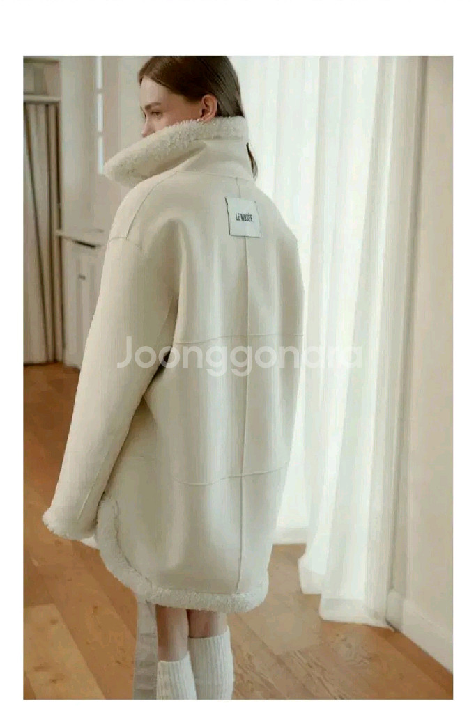 뮤제 리버서블 미들 무스탕 - 아이보리,S--2