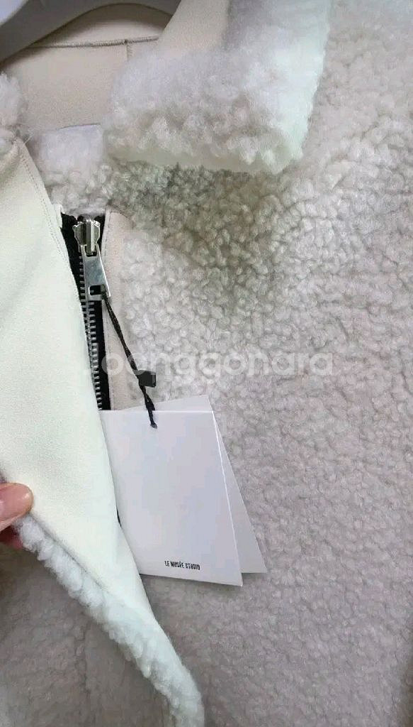 뮤제 리버서블 미들 무스탕 - 아이보리,S--5