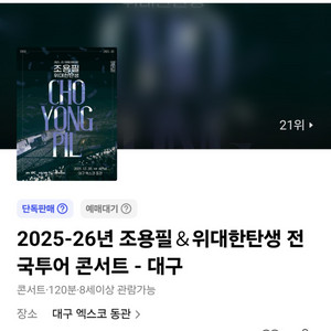 조용필 대구 콘서트 vip석 명당 1자리
