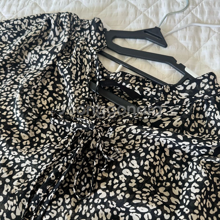 55 vov 보브 레오파드 쉬폰 블라우스--2
