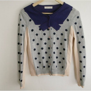 sjsj 도트 리본 가디건