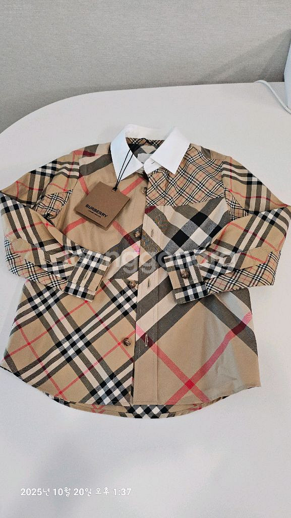 정품)버버리키즈 패치워크체크셔츠 4Y--2