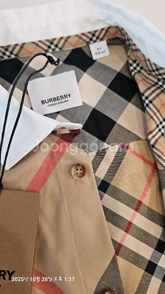 정품)버버리키즈 패치워크체크셔츠 4Y--4
