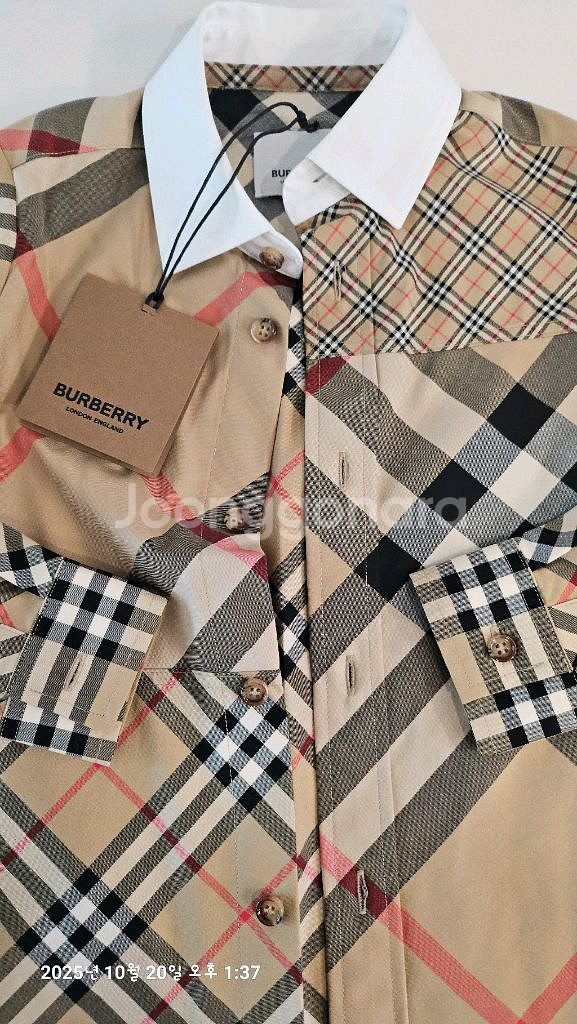 정품)버버리키즈 패치워크체크셔츠 4Y--5
