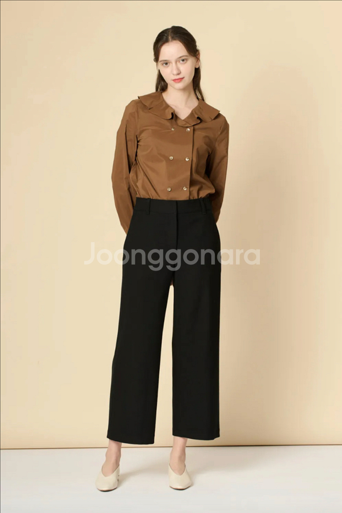 BCBG 블랙 뒷밴딩 소푸 팬츠--0