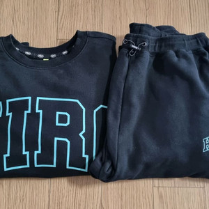 히로 블랭크 티셔츠 조거팬츠 블랙 150