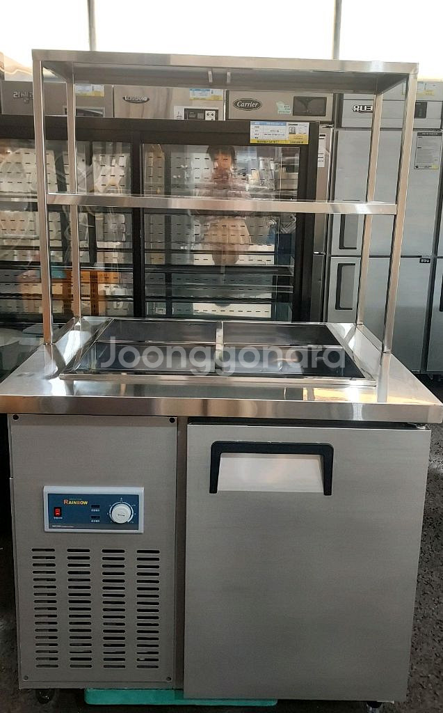 레인보우 냉장반찬테이블4각4구900+상부선방2단--0