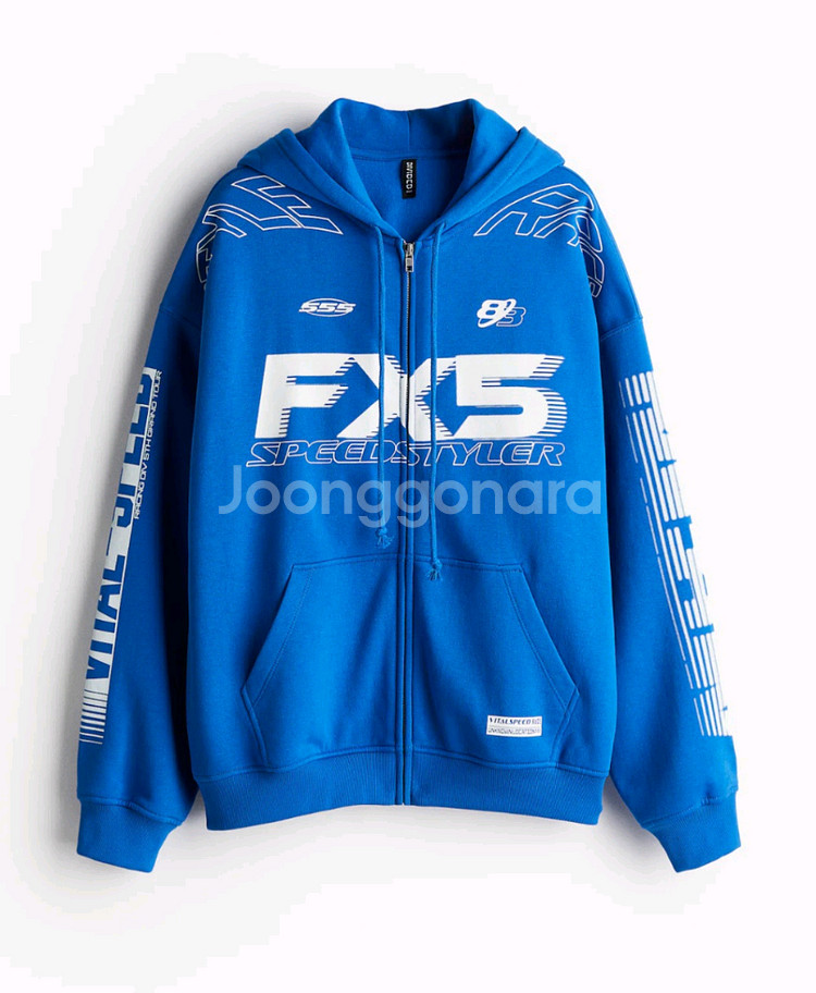 h&m 에이치앤엠 프린트 오버사이즈 후드 집업 xl--0