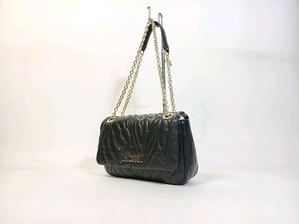 저스트까발리 얼룩말 문양 검정색 가죽 여성 체인 크로스--1