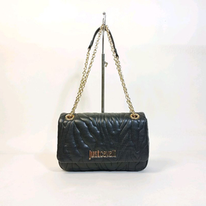 저스트까발리 얼룩말 문양 검정색 가죽 여성 체인 크로스