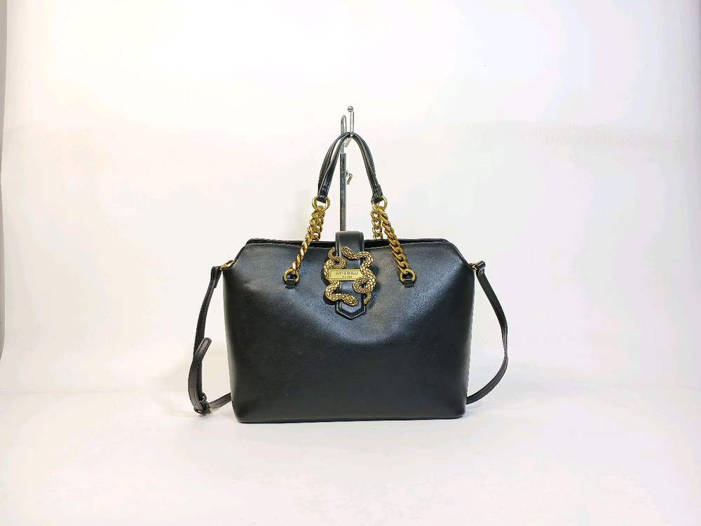 저스트까발리 아이코닉 스네이크 검정가죽 여성 토트백 이미지