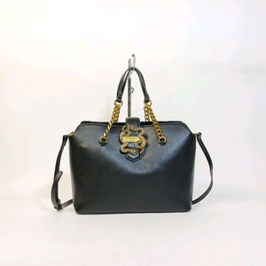 저스트까발리 아이코닉 스네이크 검정가죽 여성 토트백 이미지