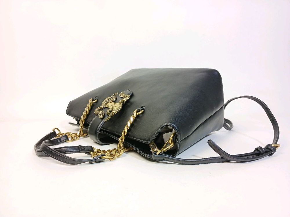 저스트까발리 아이코닉 스네이크 검정가죽 여성 토트백 이미지