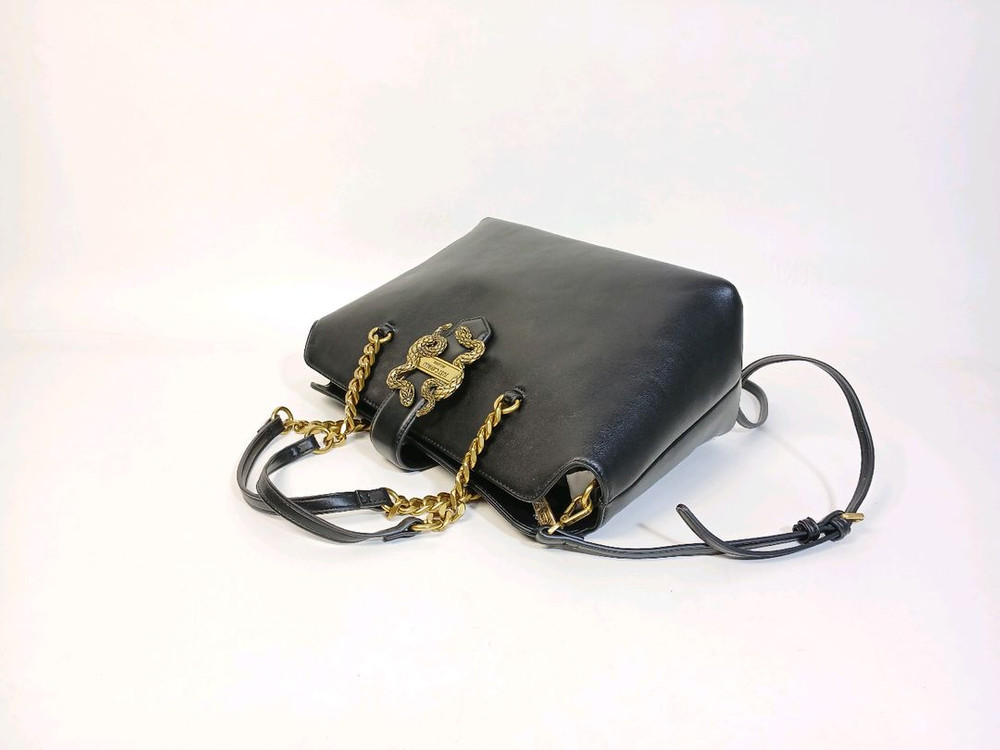 저스트까발리 아이코닉 스네이크 검정가죽 여성 토트백 이미지