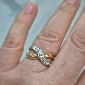 14k 옐로골드 콤비 크로스반지 11호