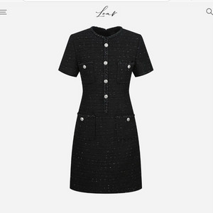 Loar 로아르 루미너스 트위드 드레스 블랙 M