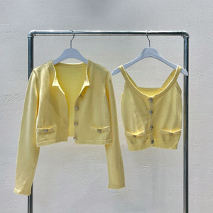은장 옐로우 수입의류 니트 나시 가디건 세트