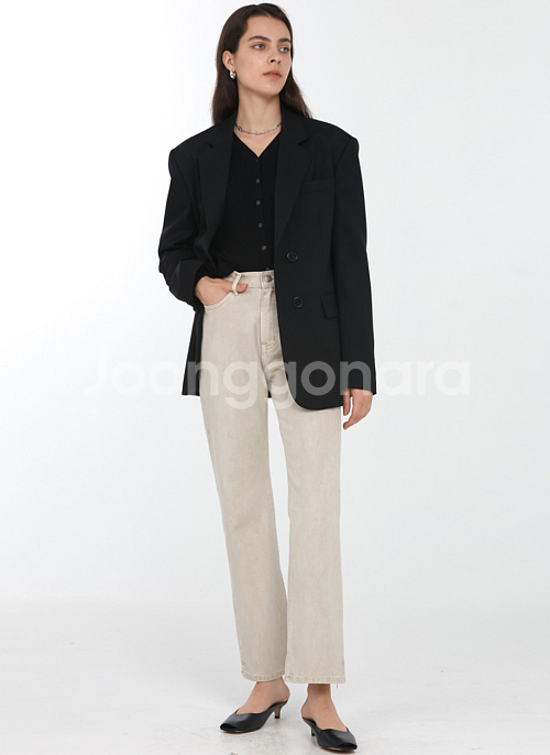 던스트 에센셜 세미 부트컷 진 샌드베이지--0