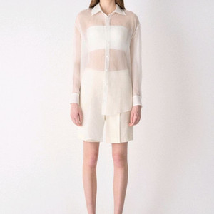 한섬 타임 실크 블렌드 시스루 스트라이프 셔츠