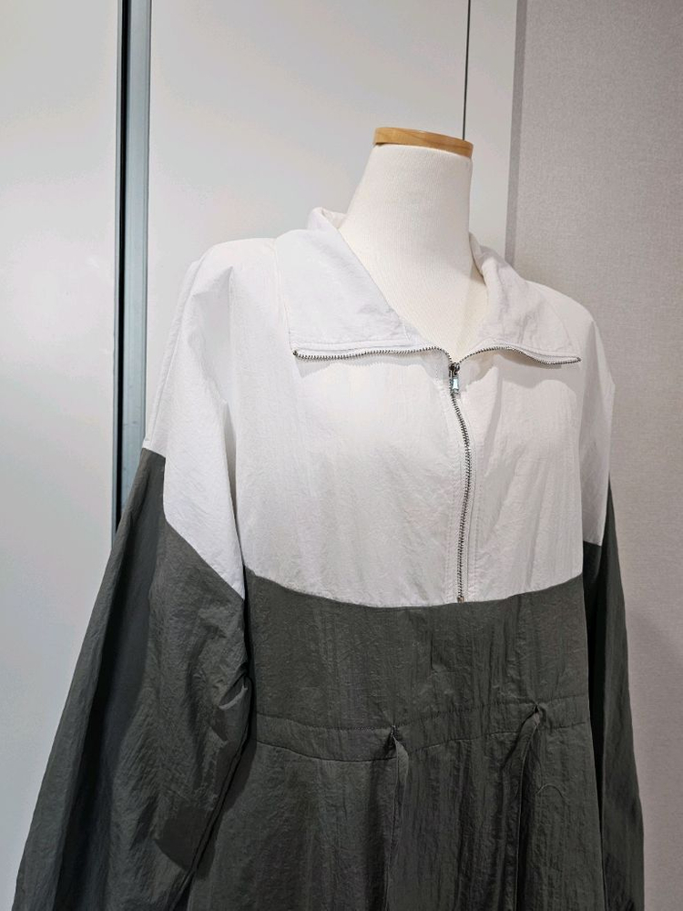 배색 바람막이 롱원피스(빅사이즈) 이미지