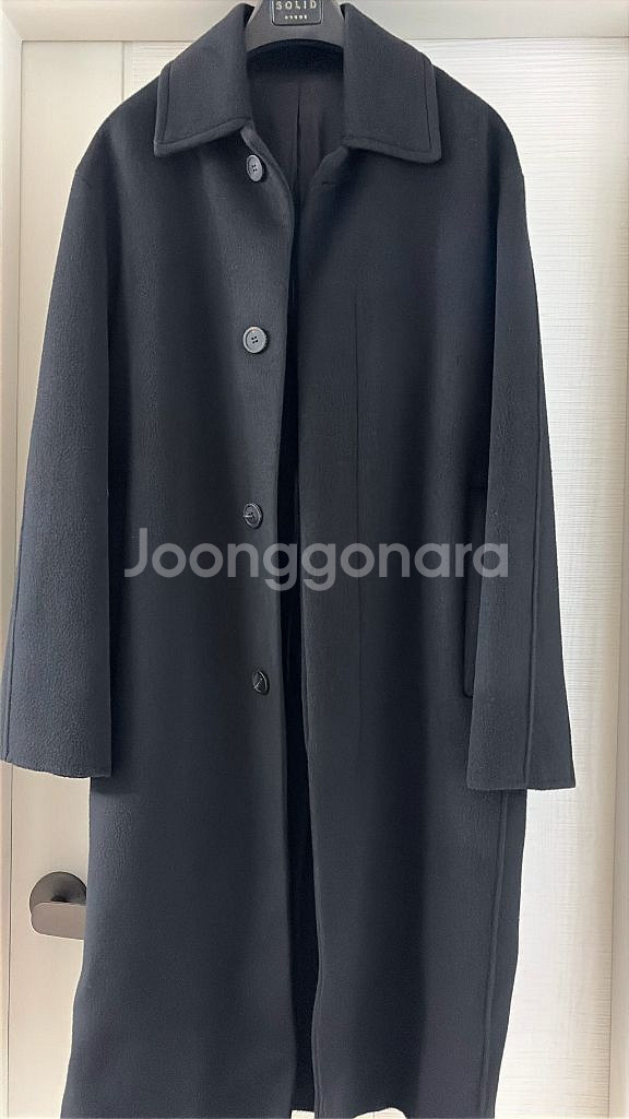 솔리드옴므 24fw 블랙 울캐시미어 발마칸 코트 48--0