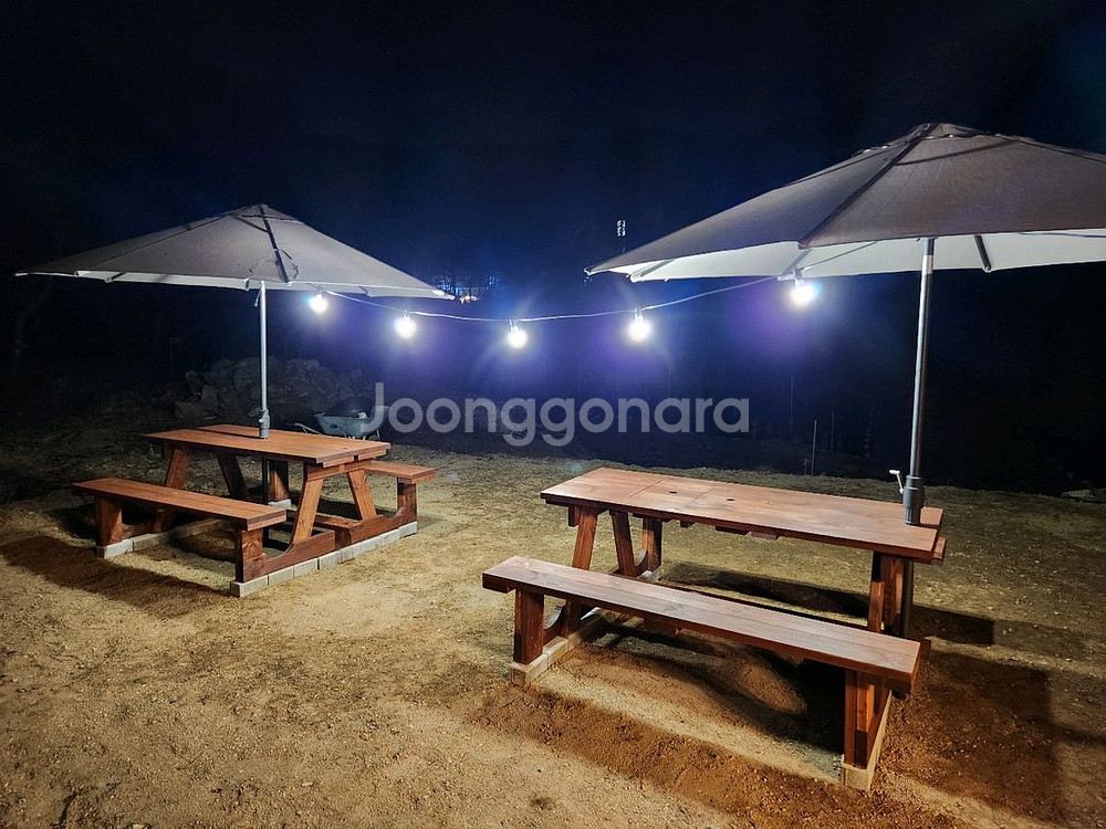 원목 야외테이블 바베큐 그릴 8인용 (1800mm)--0