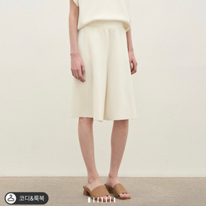 24 더캐시미어 울 블렌드 밴딩 버뮤다 니트 팬츠 타임