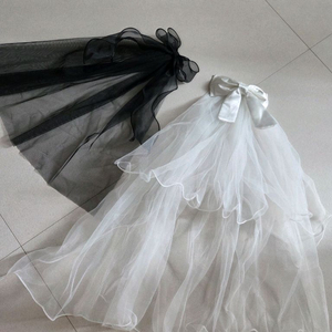 웨딩 베일 셀프웨딩 리본 베일 (블랙, 화이트)