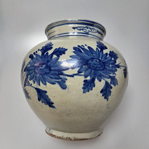 골동품 조선시대 분원 관요사기 청화백자 국화불수문호