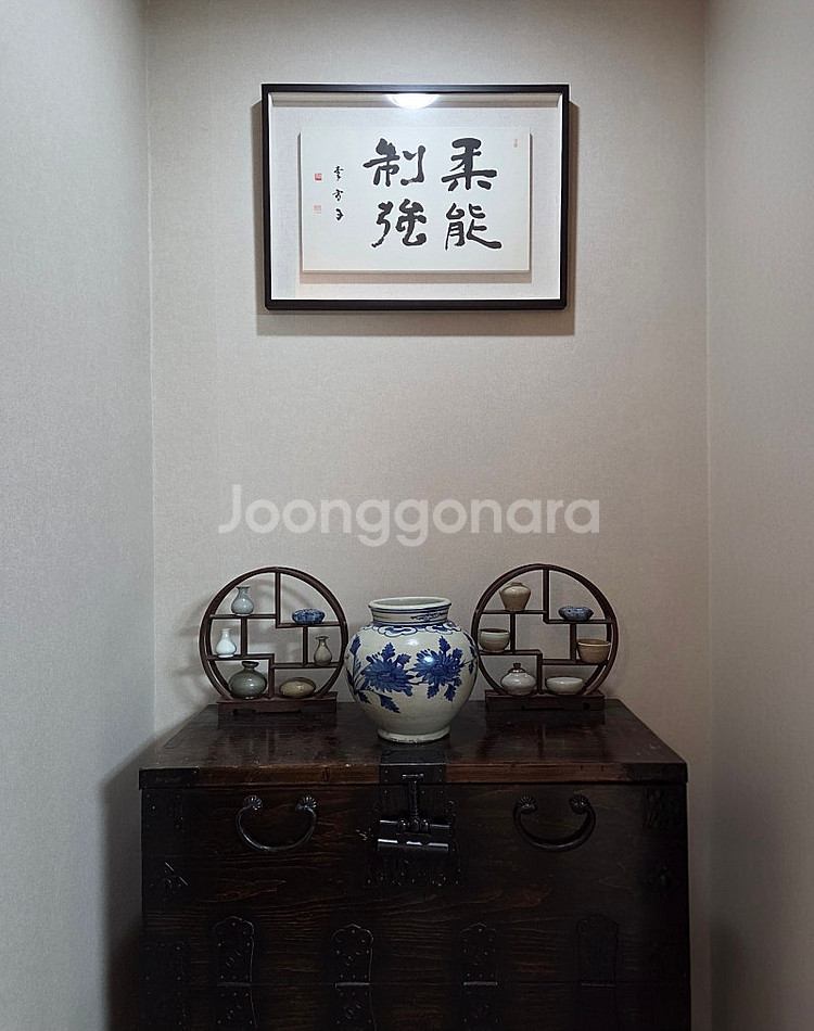 골동품 조선시대 분원 관요사기 청화백자 국화불수문호--3