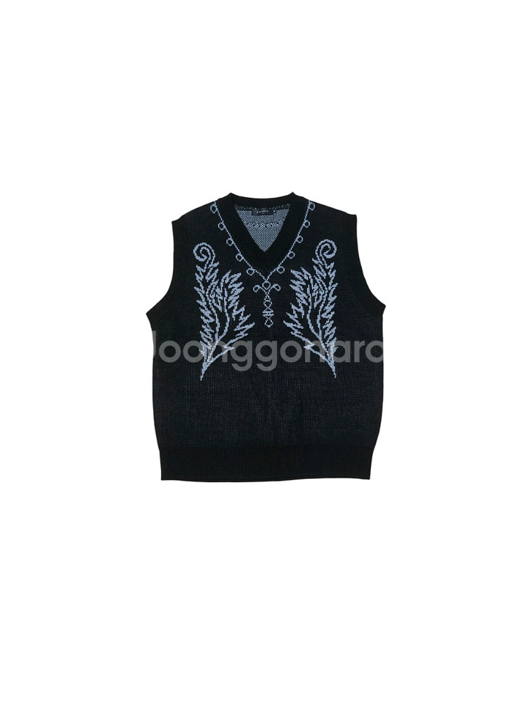 바스틱 웨스턴 패턴 니트 베스트--0