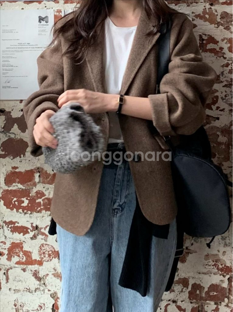 베르가못 모스트 핸드메이드 울 자켓 브라운--1