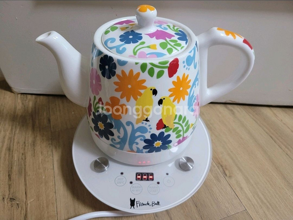 프렌치불 전기 티포트 플라워 패턴(택배포함)--0
