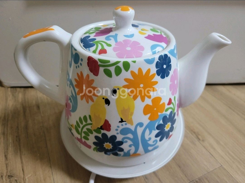 프렌치불 전기 티포트 플라워 패턴(택배포함)--1