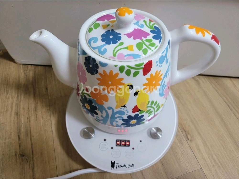 프렌치불 전기 티포트 플라워 패턴(택배포함)--3