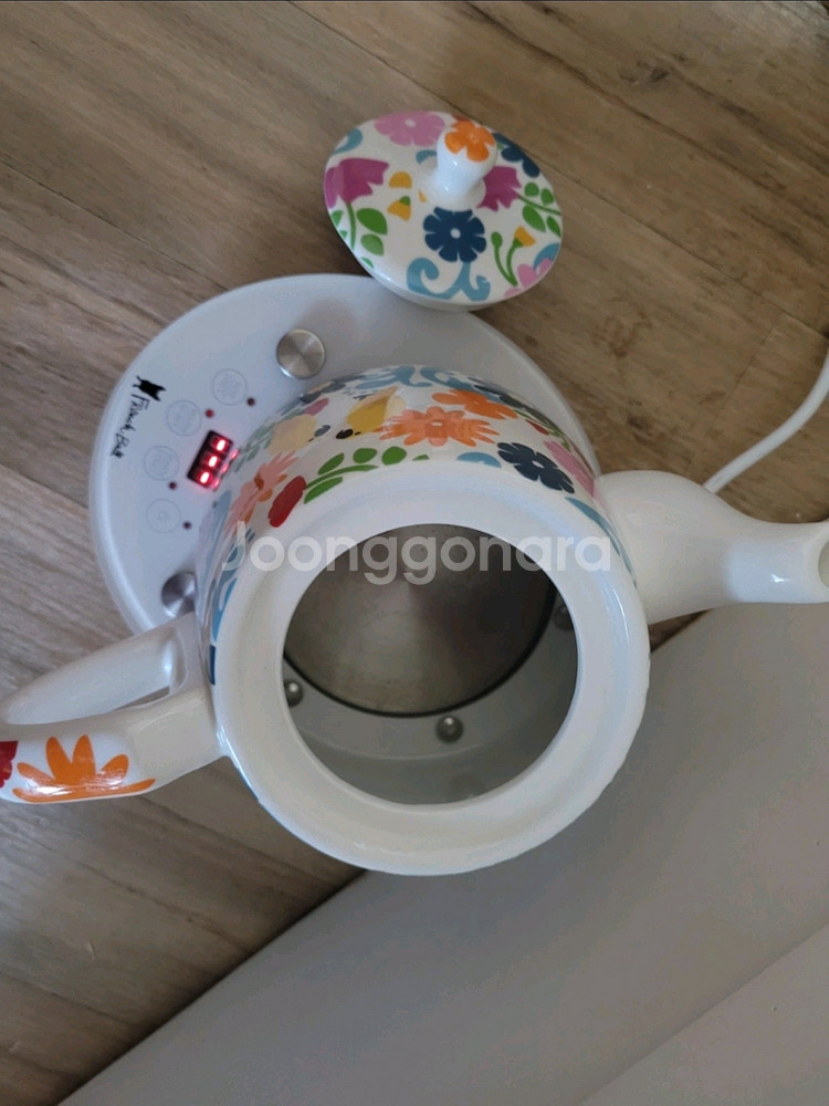 프렌치불 전기 티포트 플라워 패턴(택배포함)--2
