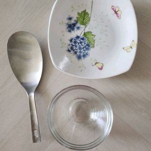 국산수국접시+프랑스소스볼+자주서빙스푼