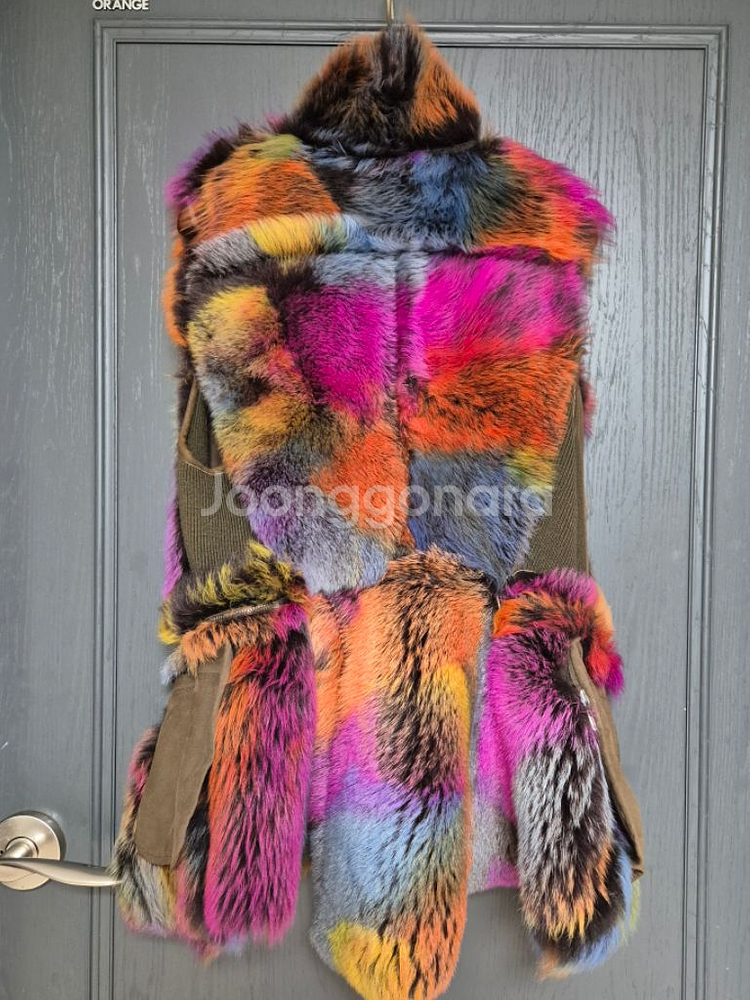 오브제 무지개빛 양털 천연 무스탕 S사이즈--3