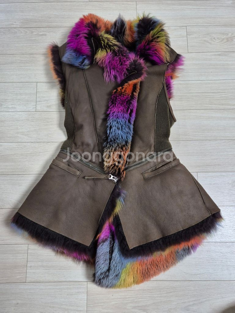 오브제 무지개빛 양털 천연 무스탕 S사이즈--6