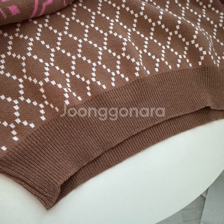 브라운핑크 노르딕 사슴 패턴 브라운 니트 스웨터 거의새--3