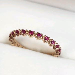 18K 골든듀 발렌타인하트(루비) 반지 12호