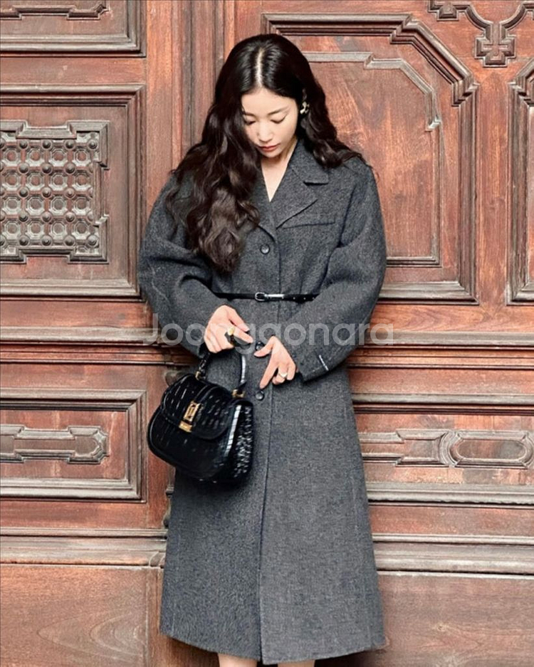 온앤온 슬림 라인 캐시미어 핸드메이드 코트 다크 그레이--2