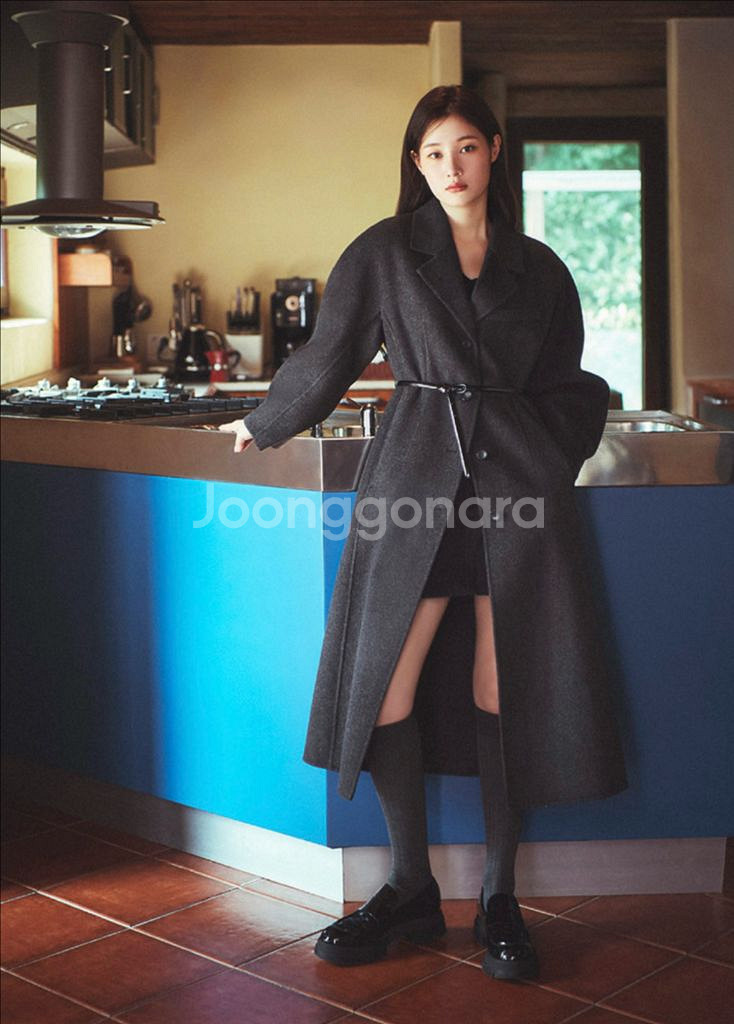 온앤온 슬림 라인 캐시미어 핸드메이드 코트 다크 그레이--7