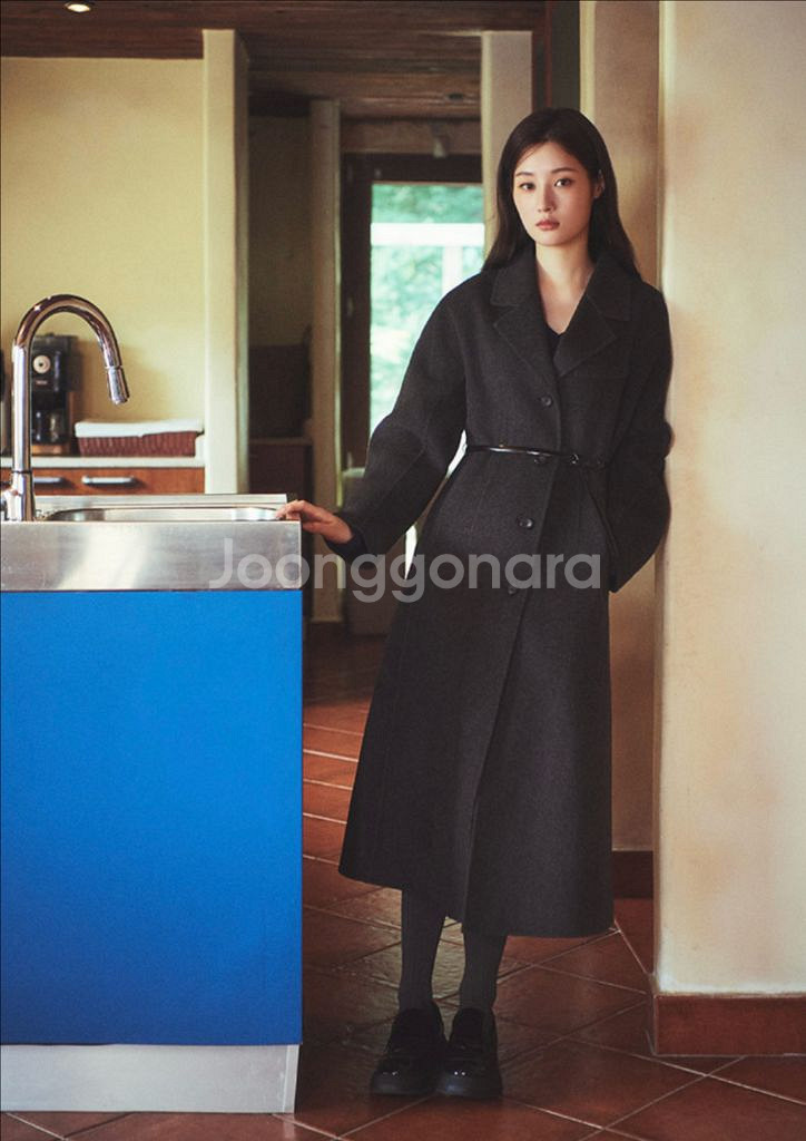 온앤온 슬림 라인 캐시미어 핸드메이드 코트 다크 그레이--4